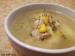 Chicken broth with corn and semolina dumplings