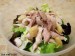 Salad mix with chicken, roasted garlic and lemon juice